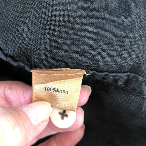 Men's Black Linen Long Sleeve Button Up Shirt XL USA - Picture 10 of 10